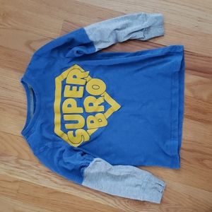 Carters graphic tshirt, long sleeve 5, blue w/yellow letters